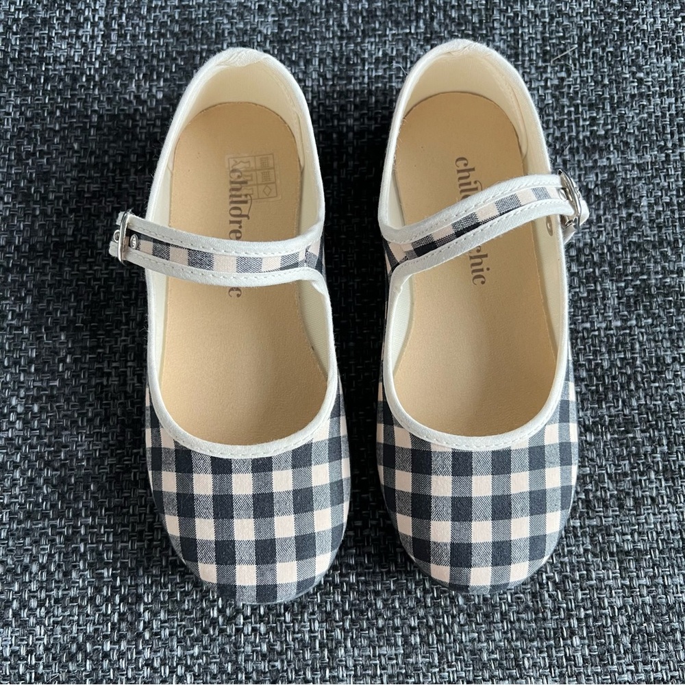 Childrenchic Girls’ Black Checkered Shoes Size 11.5